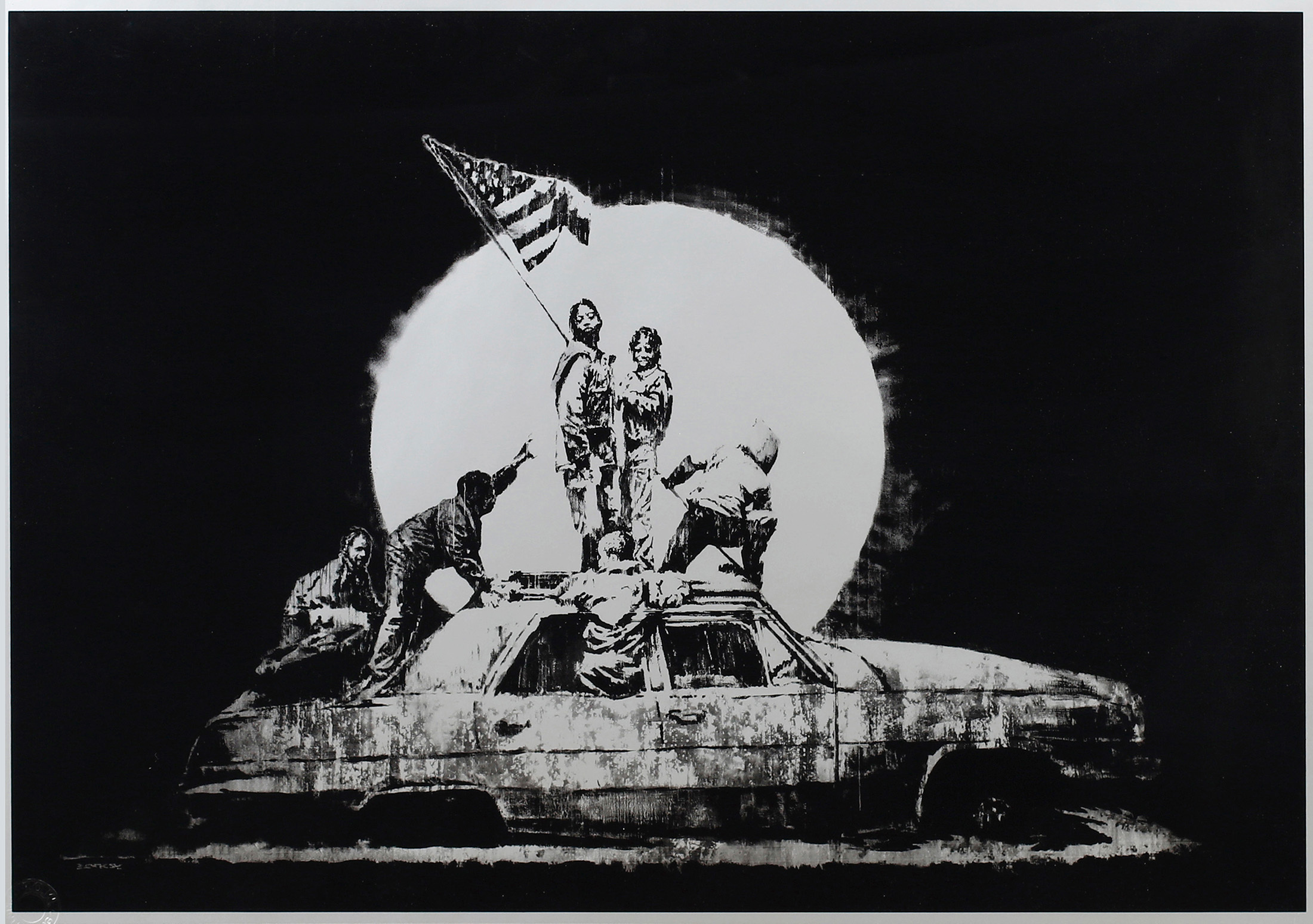 健司　バンクシー　エスタンプリトグラフ banksy (2020) White canvas, NFC embedded. The price changes